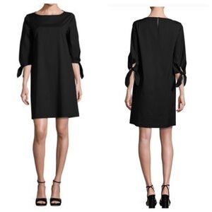 Lafayette 148 New York Black Elaina Tie-Sleeve Dress